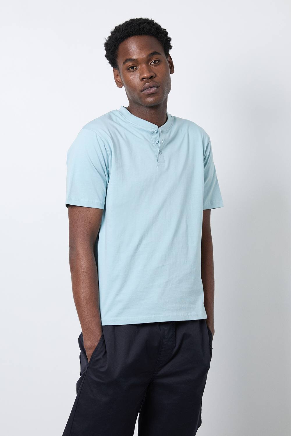 Burton Burton Men's Blue Grandad Neck T-Shirt - 3