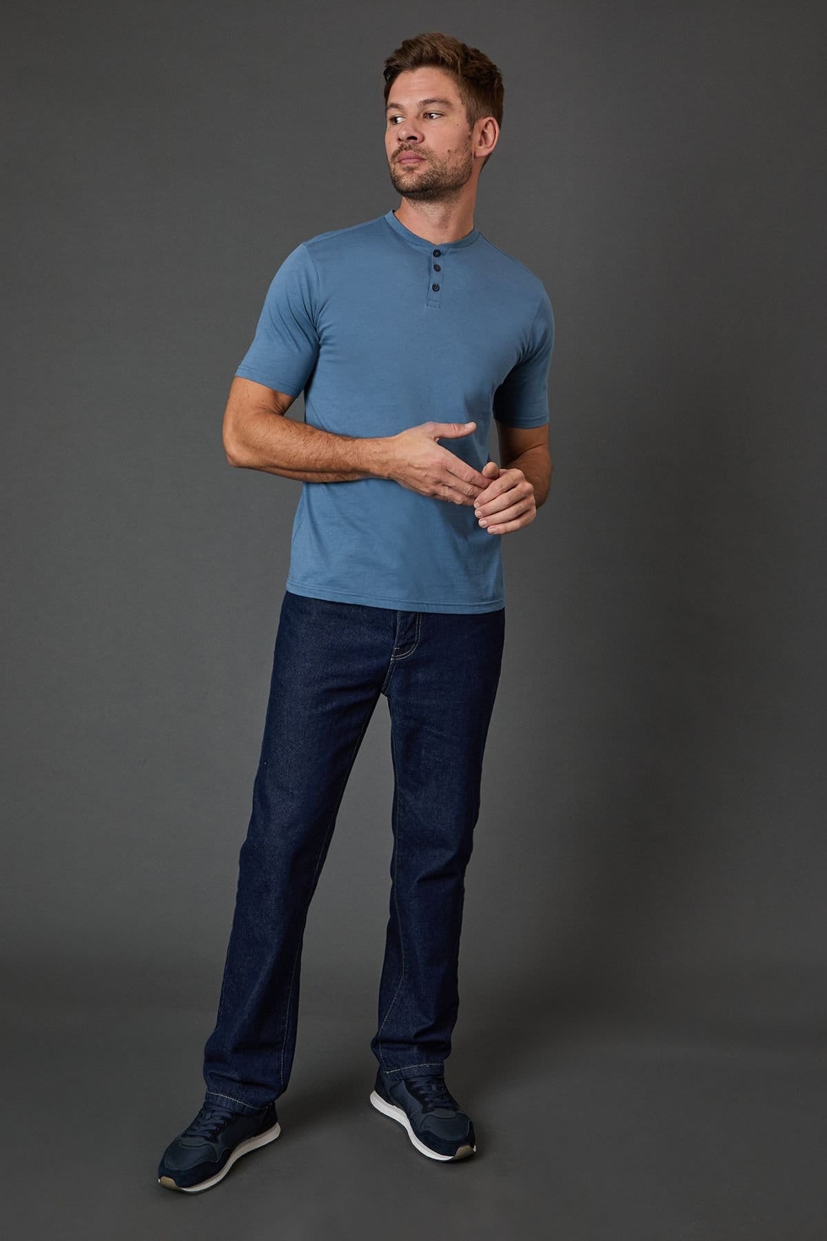 Burton Burton Men's Blue Grandad Neck T-Shirt - 4
