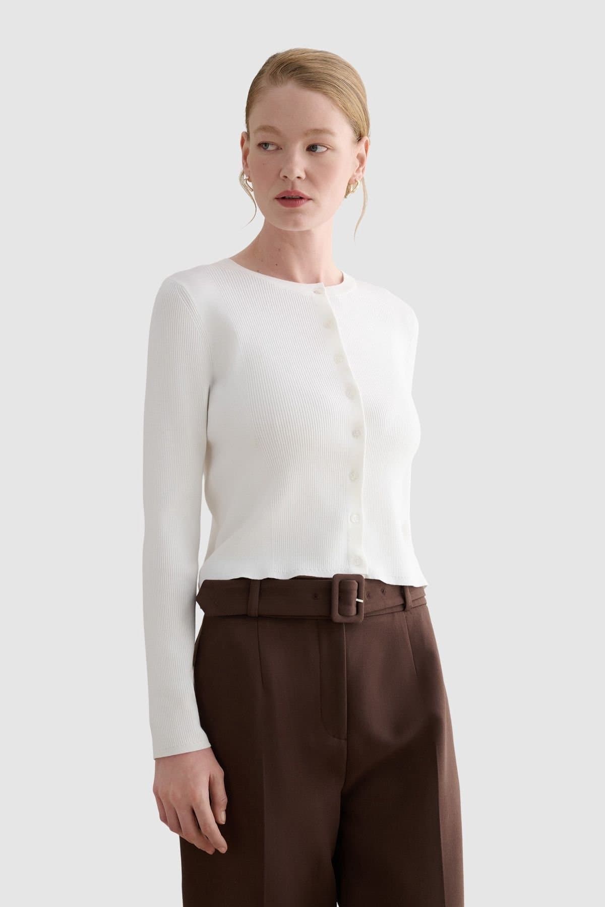 Hobbs London Hobbs London Women's Larissa Ribbed Cardigan in Natural White