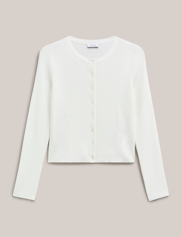 Hobbs London Hobbs London Women's Larissa Ribbed Cardigan in Natural White - 2