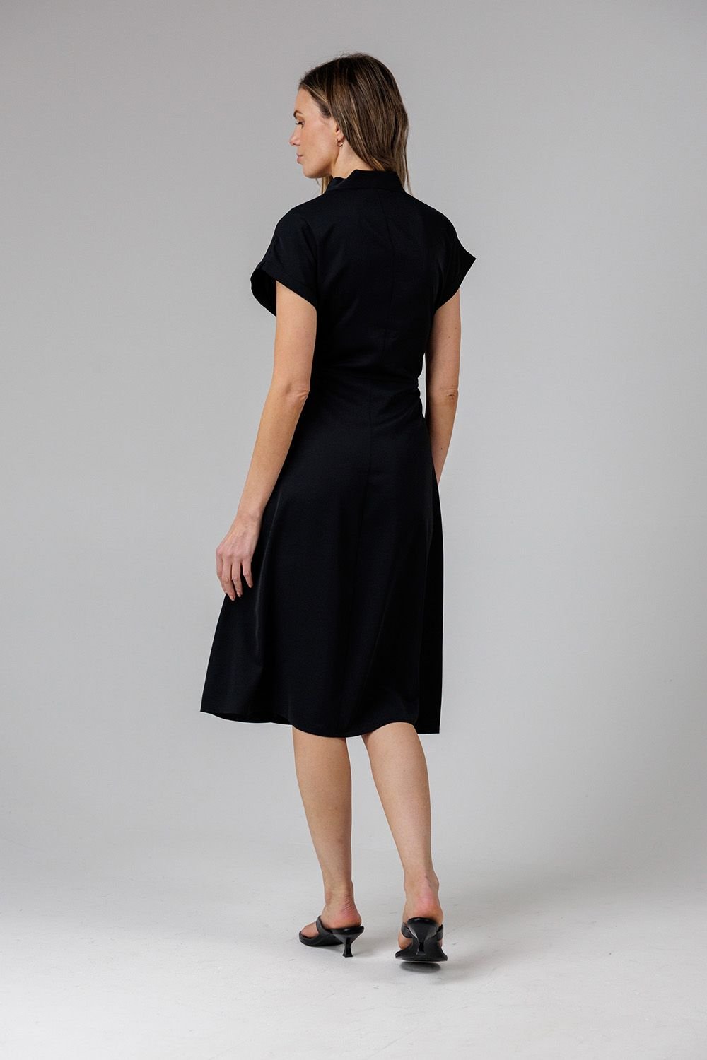 French Connection French Connection Women's V-Neck Cap Sleeve Crepe Midi Dress in Black - 2