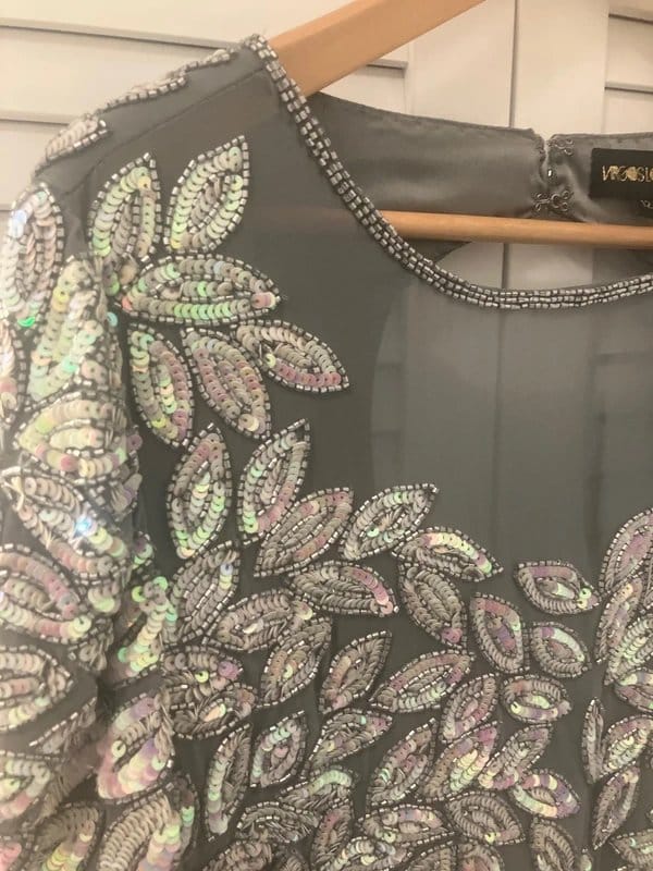 Virgos Lounge Silver Grey Embellished Beaded Occasion Event