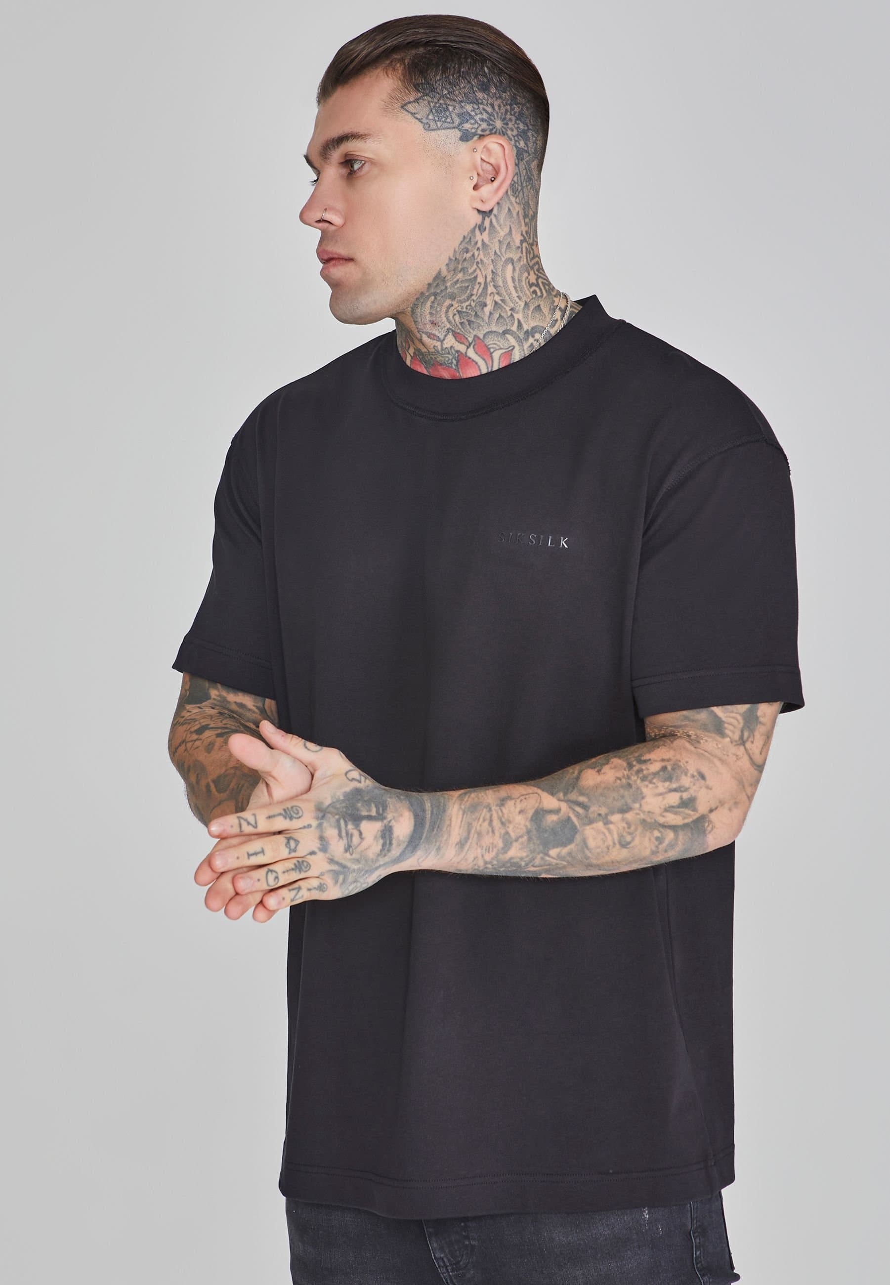 SikSilk SikSilk Men's Black Oversized T-Shirt in Beige