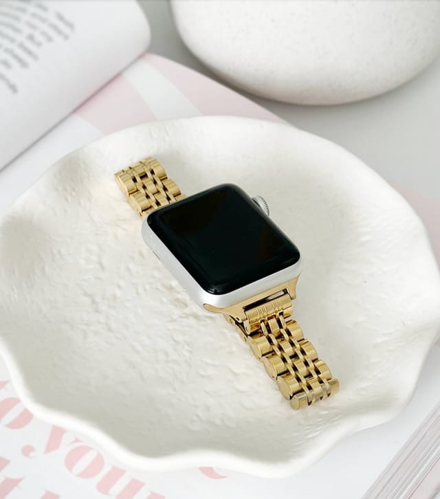 Coconut Lane Gold Tone Links Apple Watch Strap Coconut Lane New Look - 3