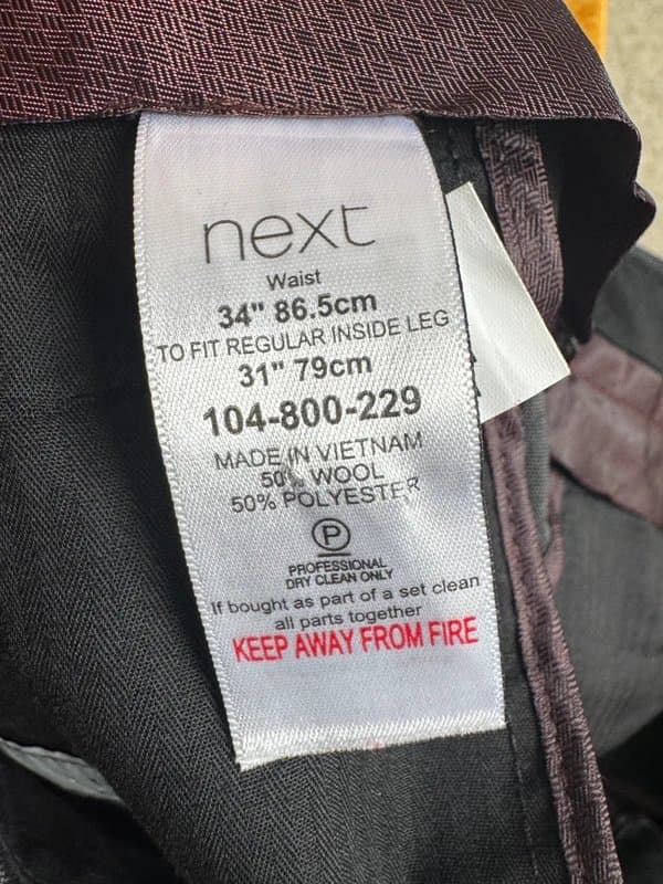 Next Next Tailoring Grey Wool Blend 2-Piece Suit – Tailored Fit | 42R Jacket & 34R Trousers | RRP £170 |