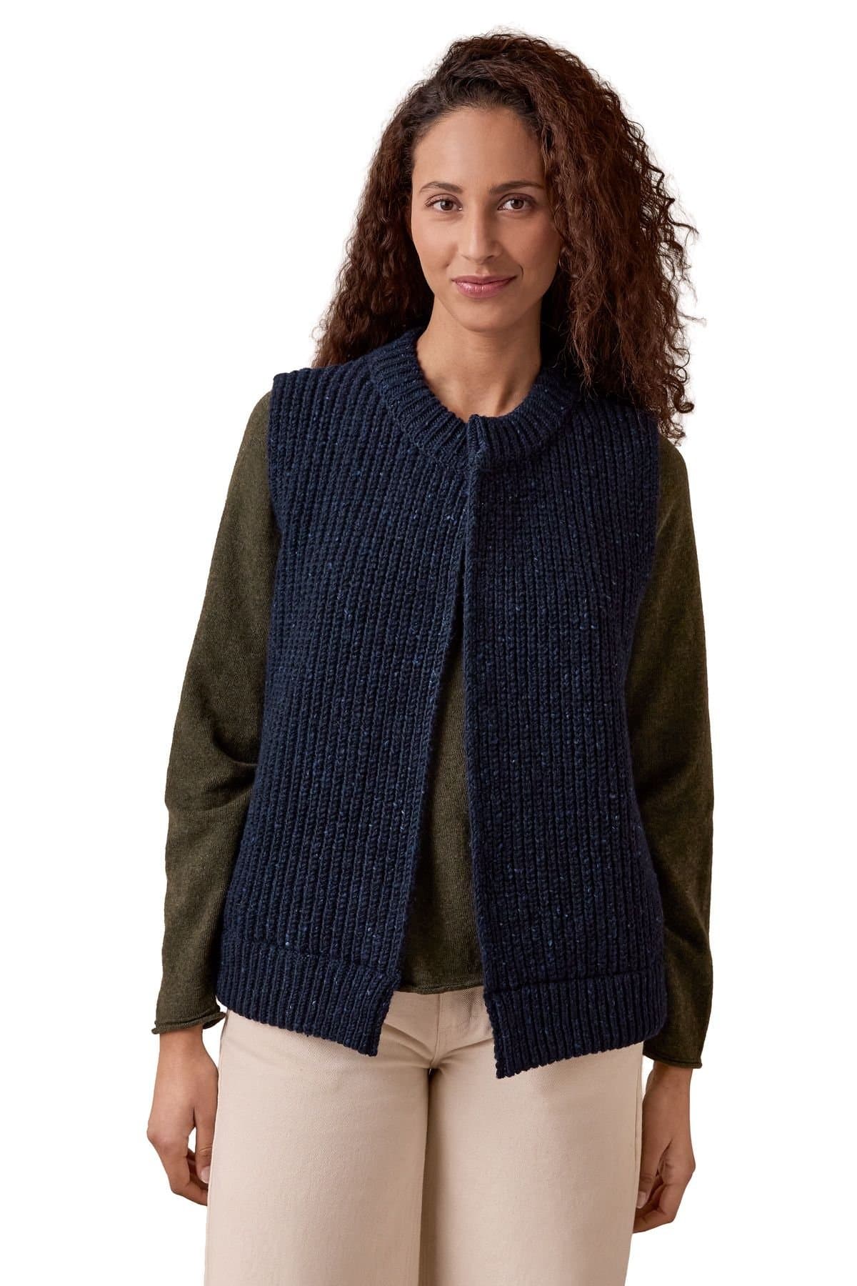Celtic & Co Celtic & Co Women's Donegal Edge To Edge Vest In Dark Navy