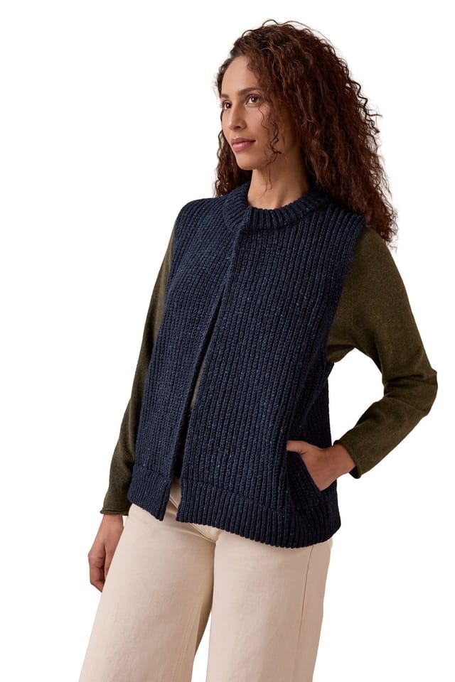 Celtic & Co Celtic & Co Women's Donegal Edge To Edge Vest in Dark Navy - 3