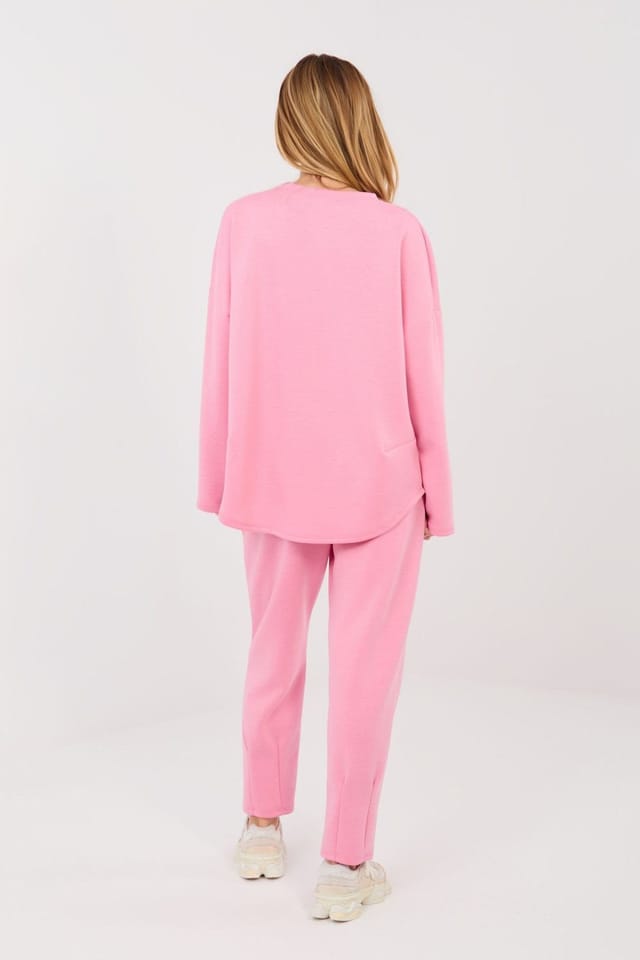 Love Lace Love Lace Women's Minimalist Tracksuit Set Soft Sweatshirt Pants in Pink - 3