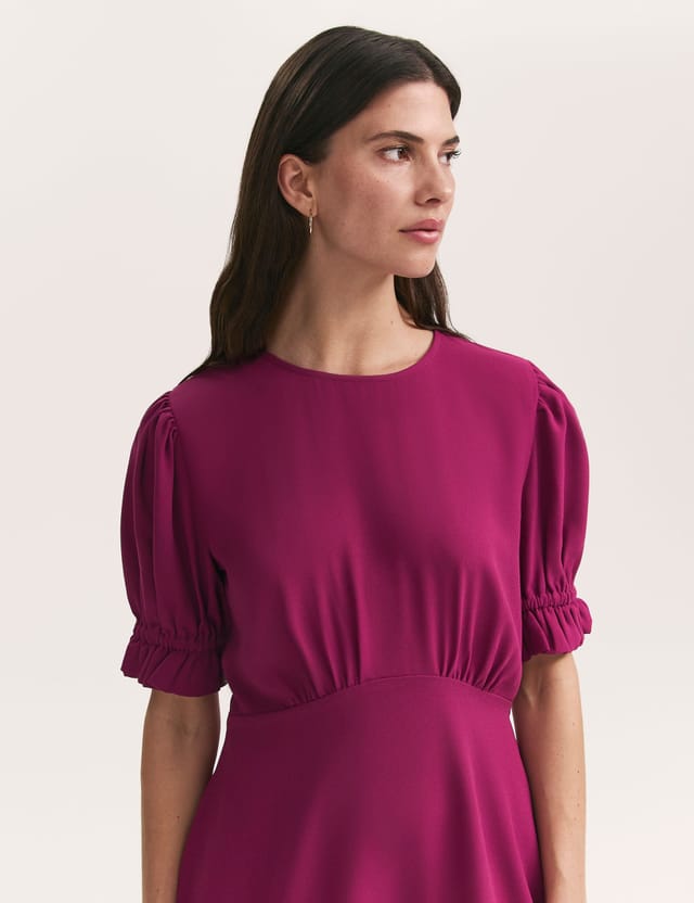 Finery London Finery London Women's Mela Chiffon Midi Tea Dress in Raspberry - 2