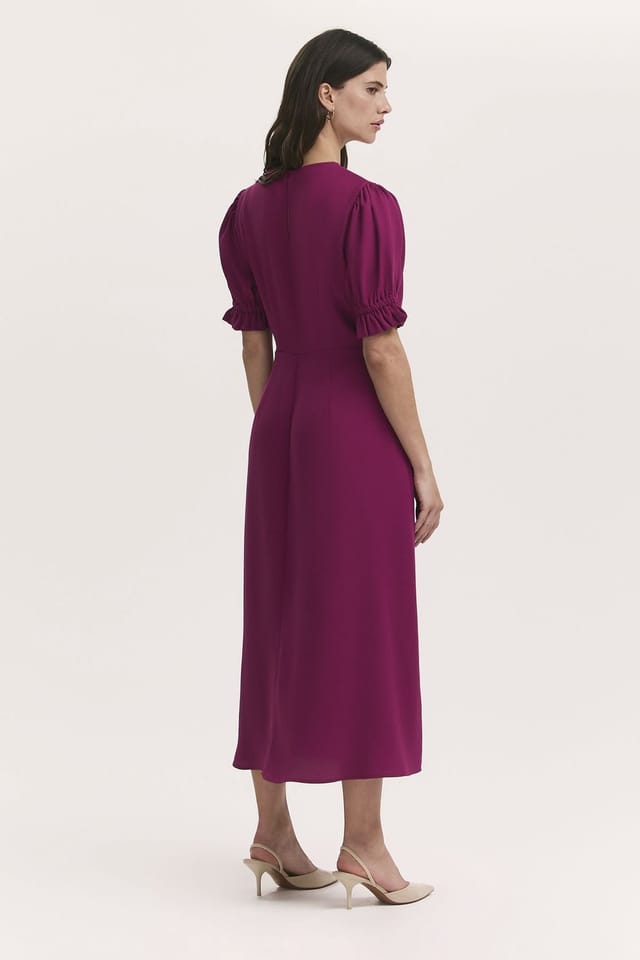 Finery London Finery London Women's Mela Chiffon Midi Tea Dress in Raspberry - 3