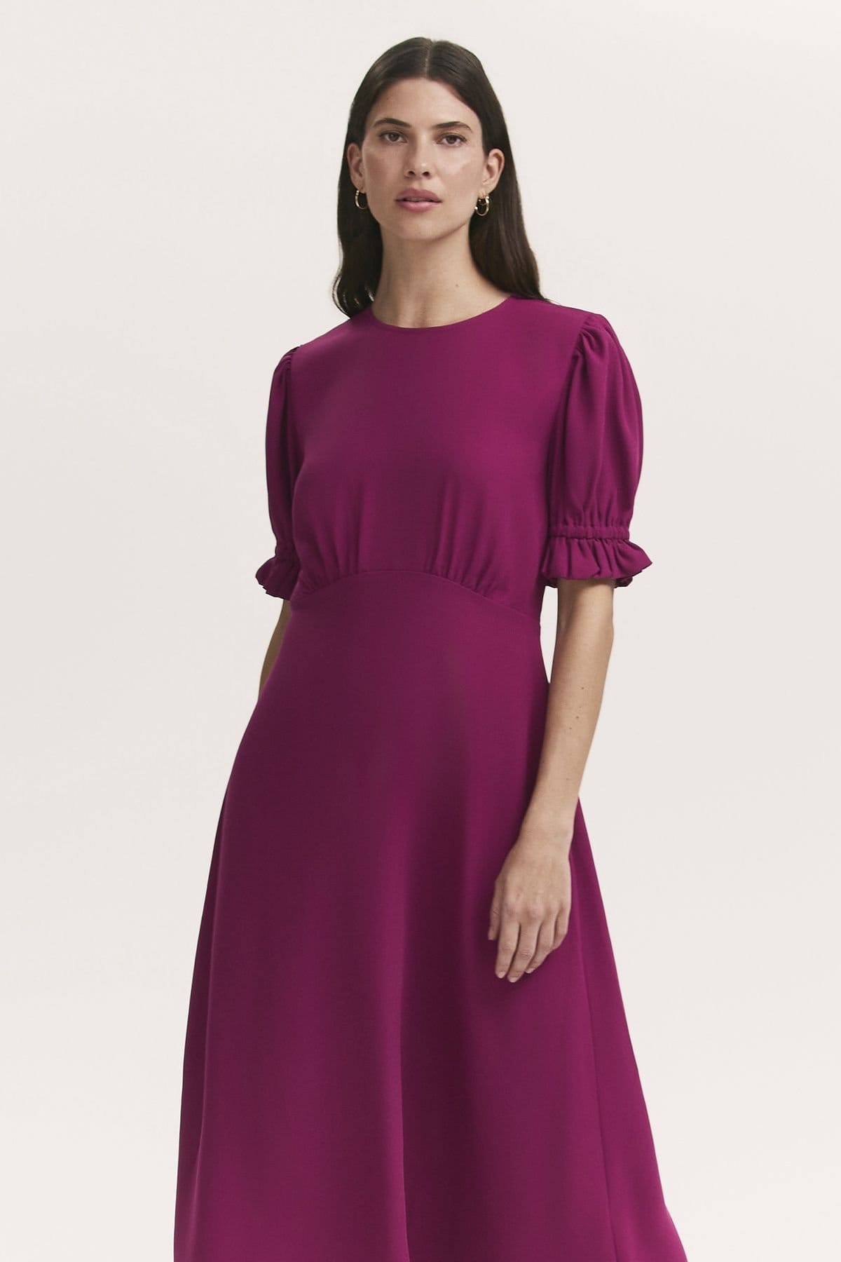 Finery London Finery London Women's Mela Chiffon Midi Tea Dress in Raspberry - 4