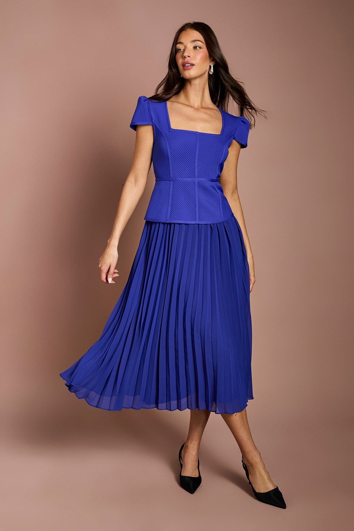 Coast Cobalt Cap Sleeve Bandage Midi Dress