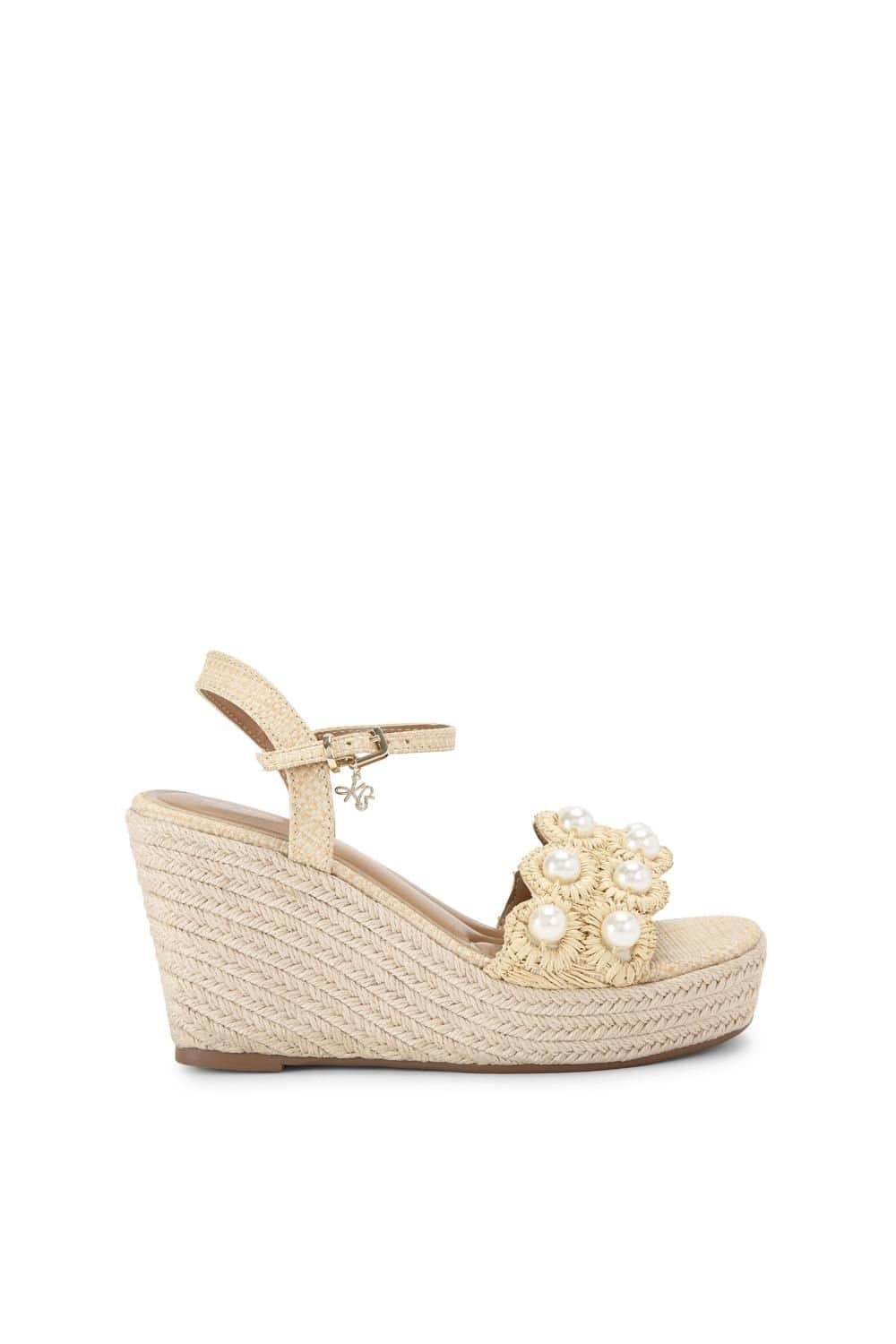 KG Kurt Geiger KG Kurt Geiger Beige Raffia Wedge Sandals