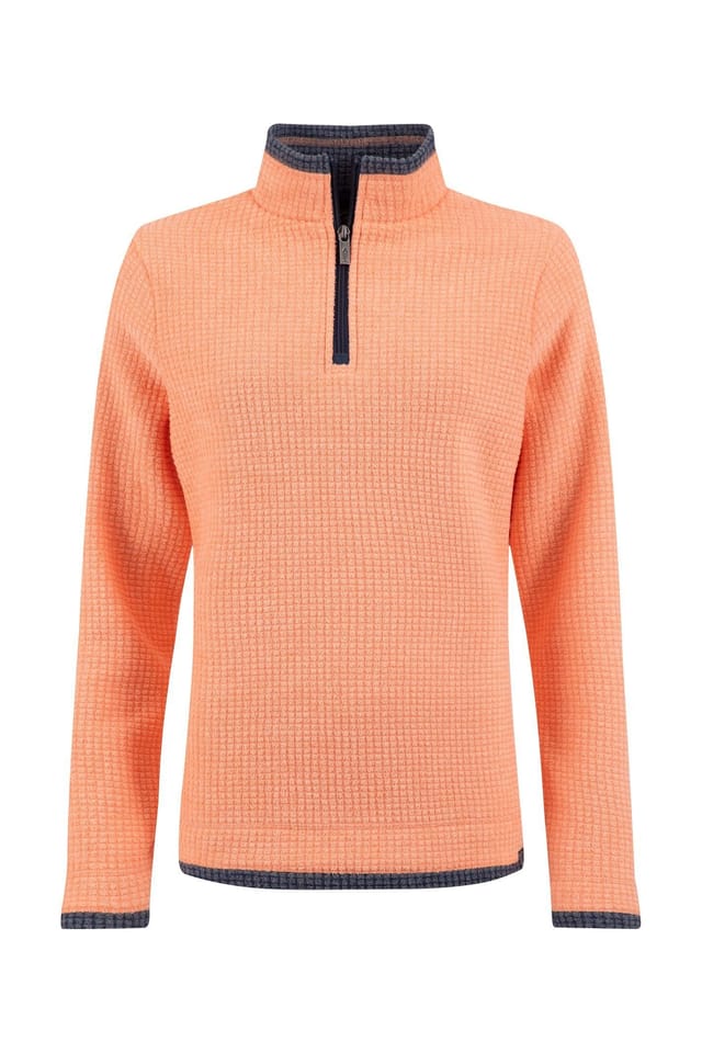 Weird Fish Weird Fish Women's Beye 1/4 Zip Grid Fleece in Orange - 2
