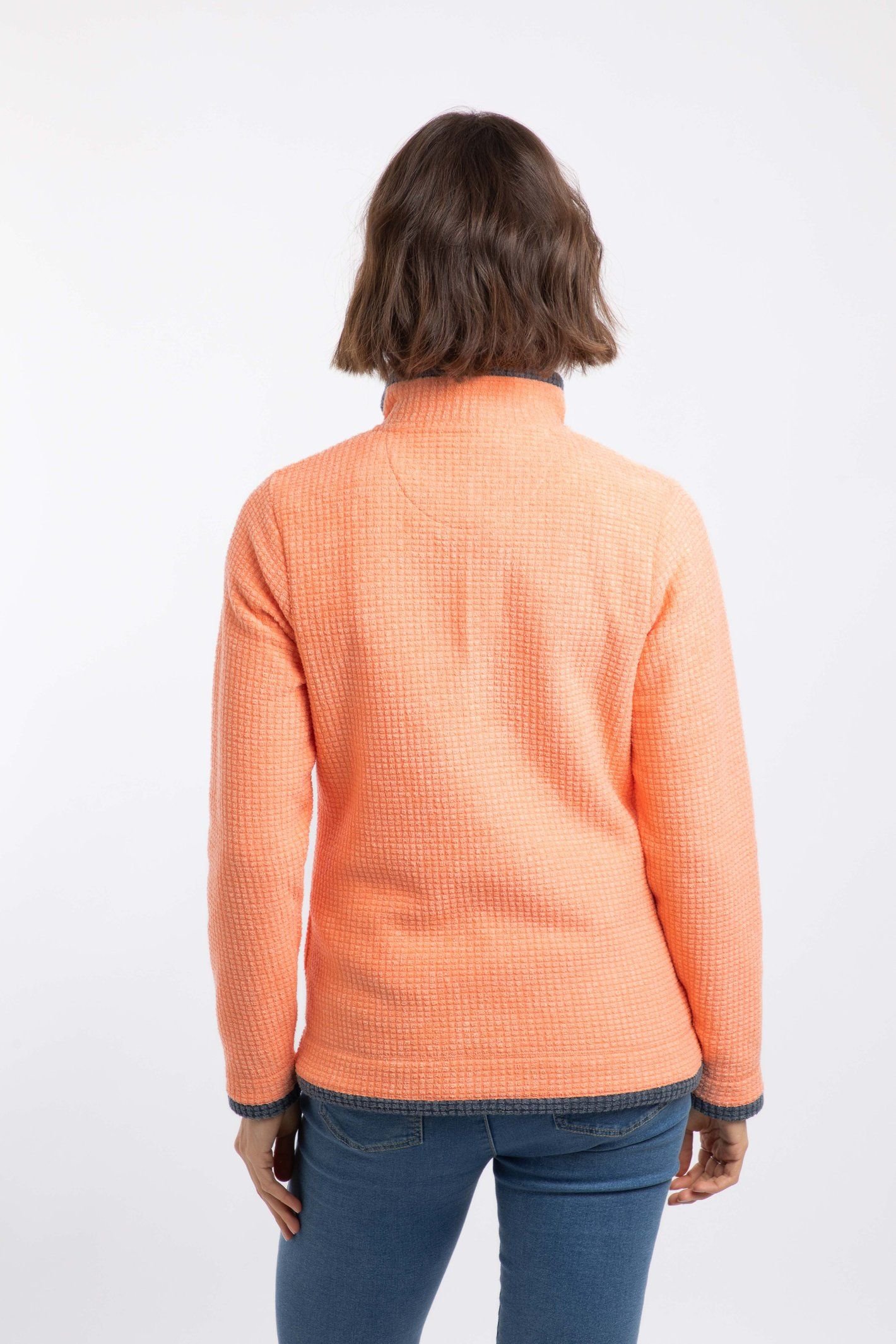 Weird Fish Weird Fish Women's Beye 1/4 Zip Grid Fleece in Orange - 3