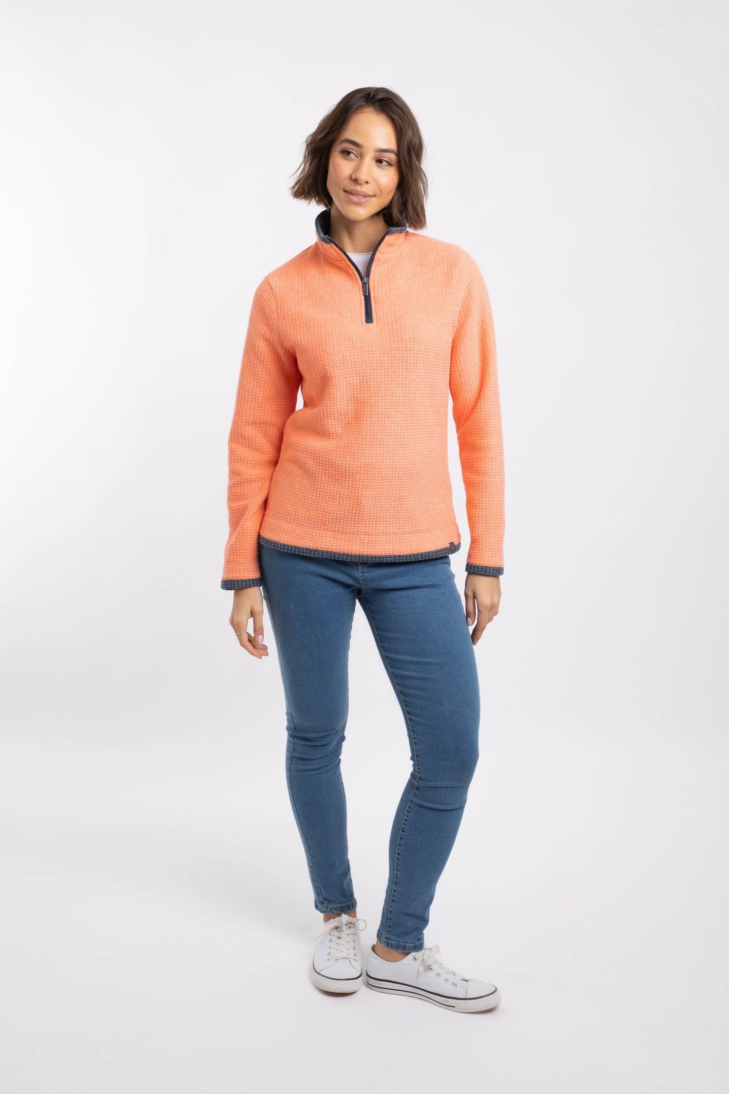 Weird Fish Weird Fish Women's Beye 1/4 Zip Grid Fleece in Orange - 4