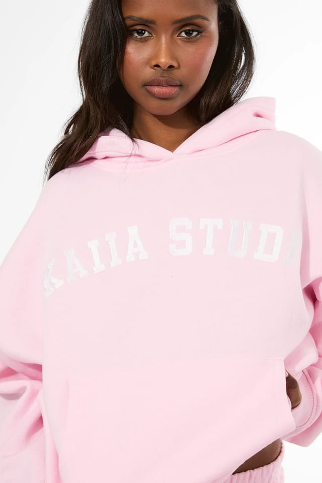 Kaiia Kaiia Studio Oversized Hoodie Pink & White - 2