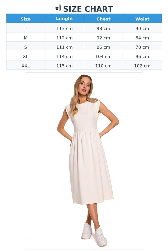 Love Lace Love Lace Women's Waist Cut Midi Knitted Dress with Short Sleeves in Beige - 3