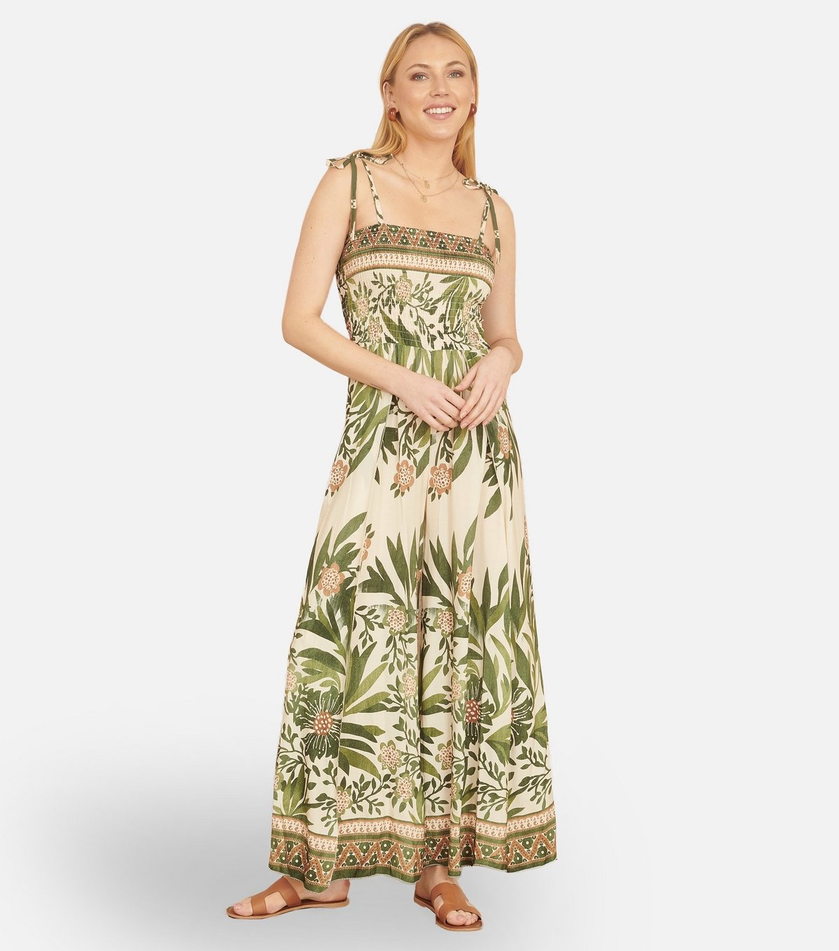 Yumi Women's Green Floral Print Wide Leg Jumpsuit Yumi New Look - 3