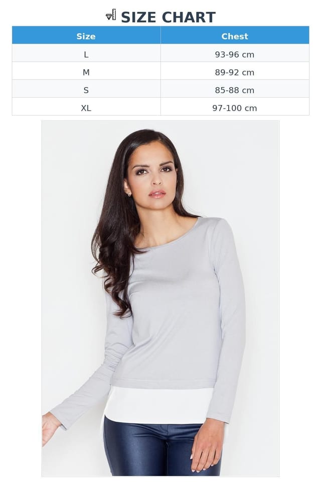 Love Lace Love Lace Women's Elegant Long Sleeve Blouse with Contrast Trim in Grey - 2