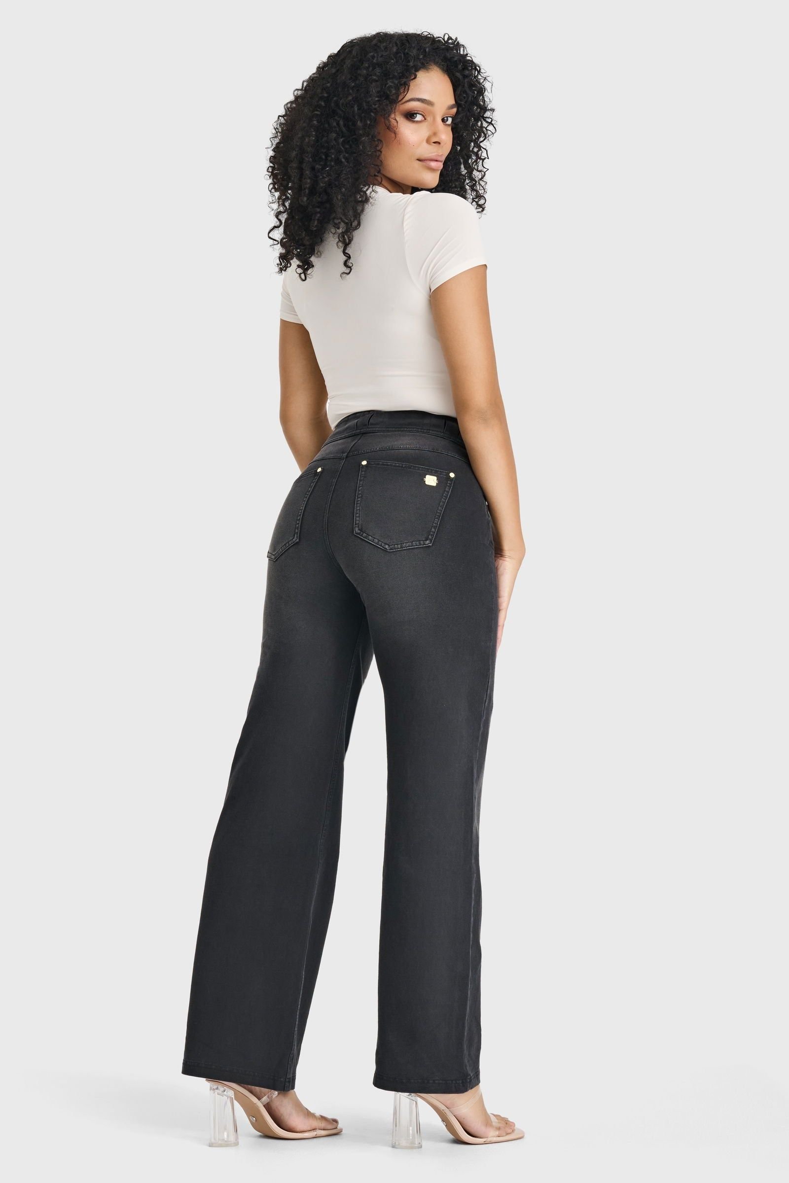 Freddy Freddy Women's N.O.W Denim High Waisted Wide Leg Jeans in Black - 3