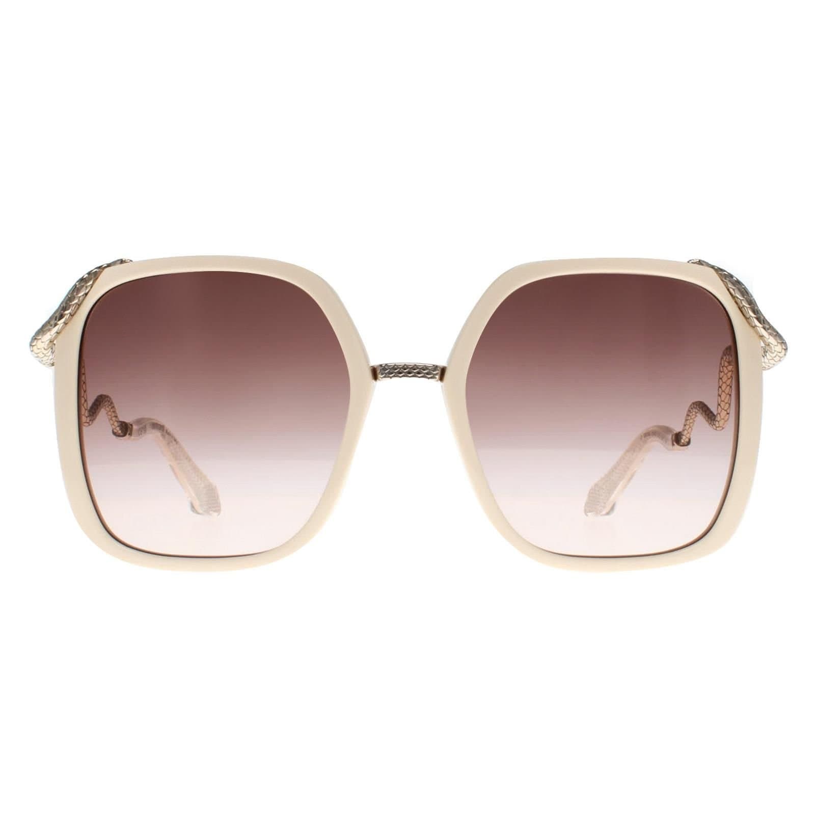 Roberto Cavalli Roberto Cavalli Women's Square Cream Brown Gradient SRC003M Sunglasses in Beige