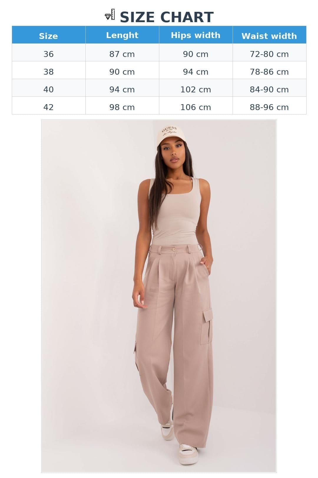 Love Lace Love Lace Women's High Waist Cotton Cargo Trousers in Beige - 4