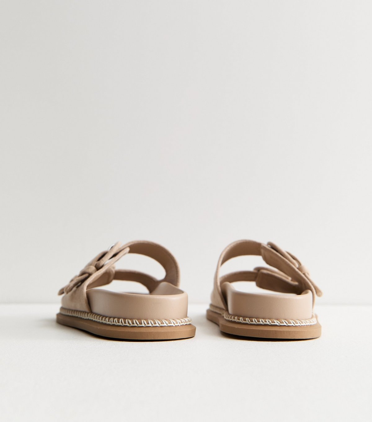 New Look Women's Light Brown Faux Suede Double Buckled Strap Sandals Vegan New Look - 4