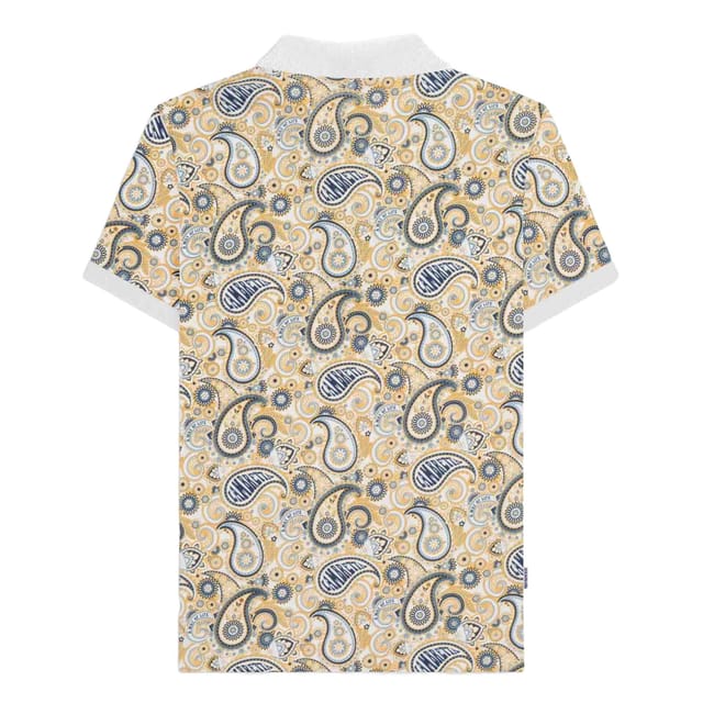 Lambretta Lambretta Men's SS25 Paisley Branded Big & Tall Polo Shirt in Off-White - 2