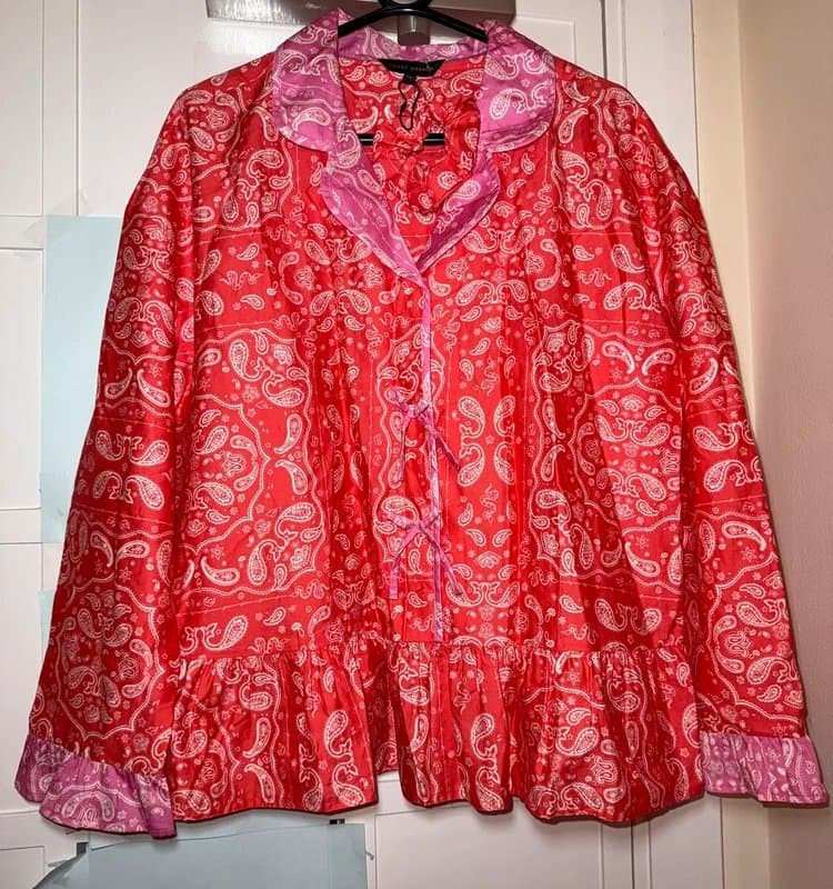 Never Fully Dressed Never Fully Dressed Pyjama Set Size M UK 12 Red Paisley Wide Leg