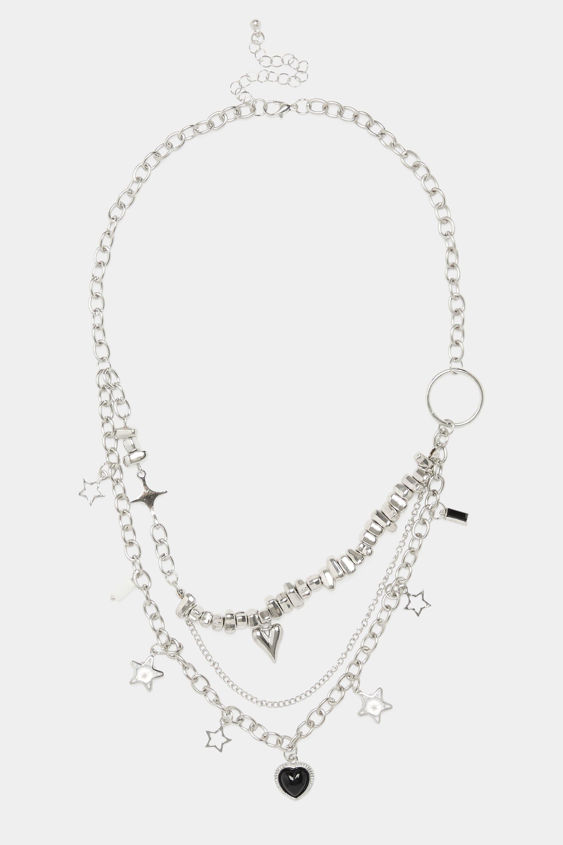 Yours Silver Tone Triple Layer Charm Necklace