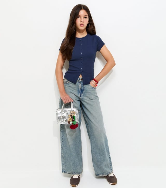 New Look Girls' Navy Ribbed Baby Tee New Look - 2