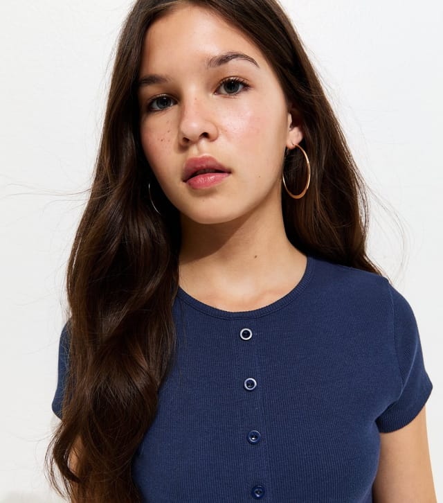 New Look Girls' Navy Ribbed Baby Tee New Look - 3