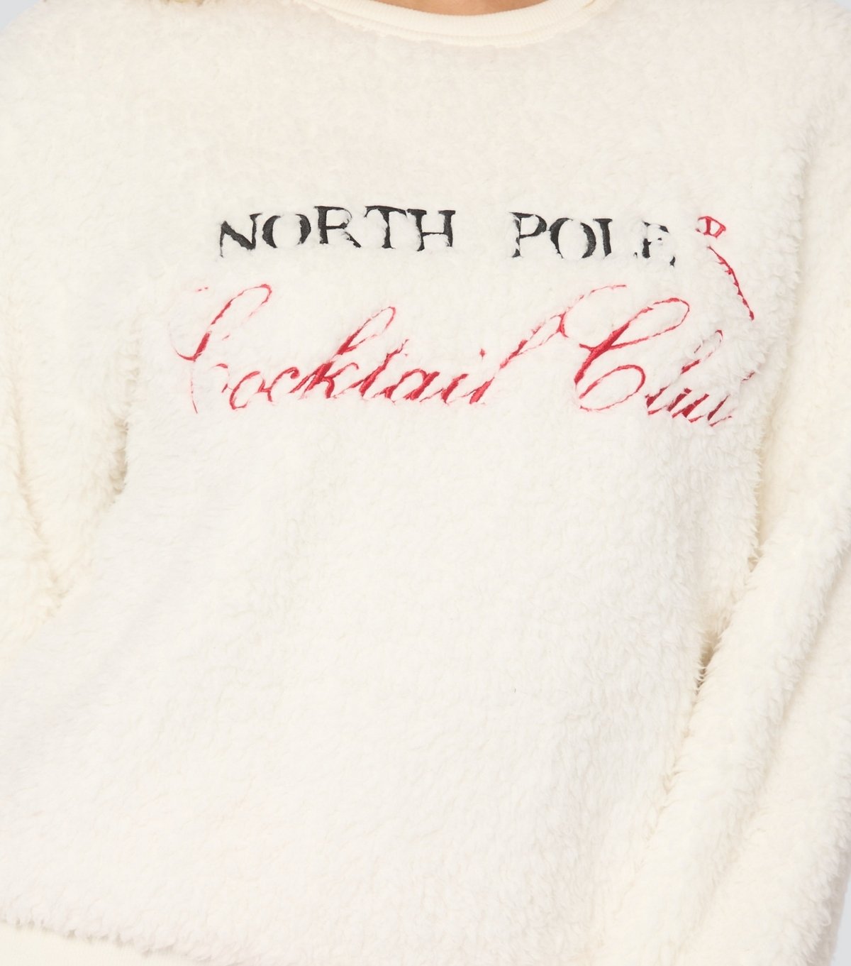 Loungeable Women's Christmas Cocktail Club Borg Jumper and Velour Trousers Lounge Set Loungeable New Look - 3