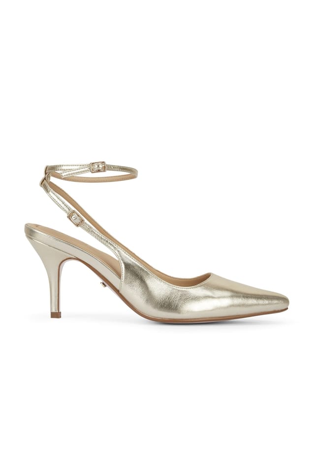 MALOW LONDON MALOW LONDON Women's Camila Slingback Heels Buckle PU/Patent Pointed Toe Stiletto Shoes in Gold - 2