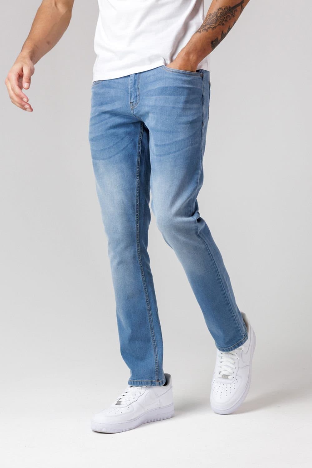 Firetrap Firetrap Men's Straight Leg Cotton Rich Jeans in Mid Blue