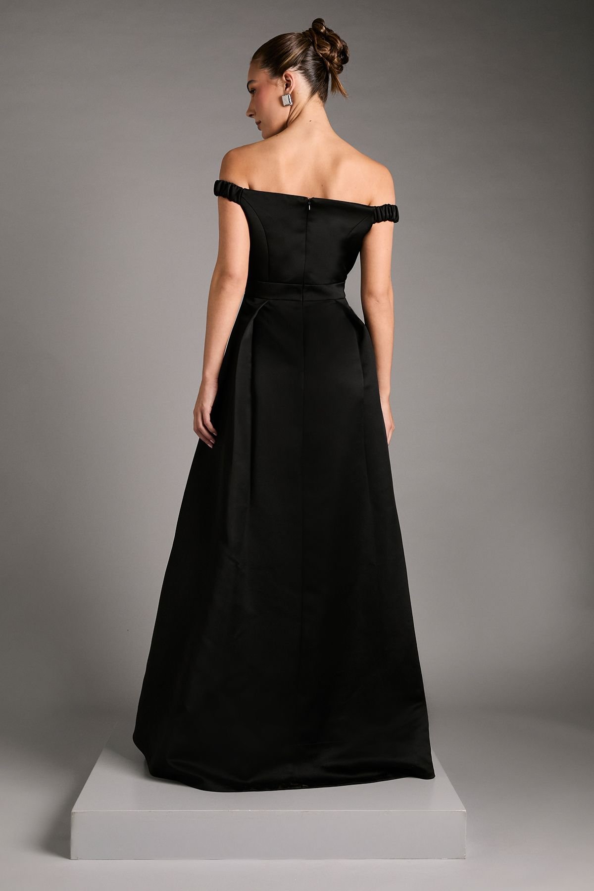 Coast Coast Women's Bardot Fit & Flare Hi Low Hem Maxi Dress in Black - 3