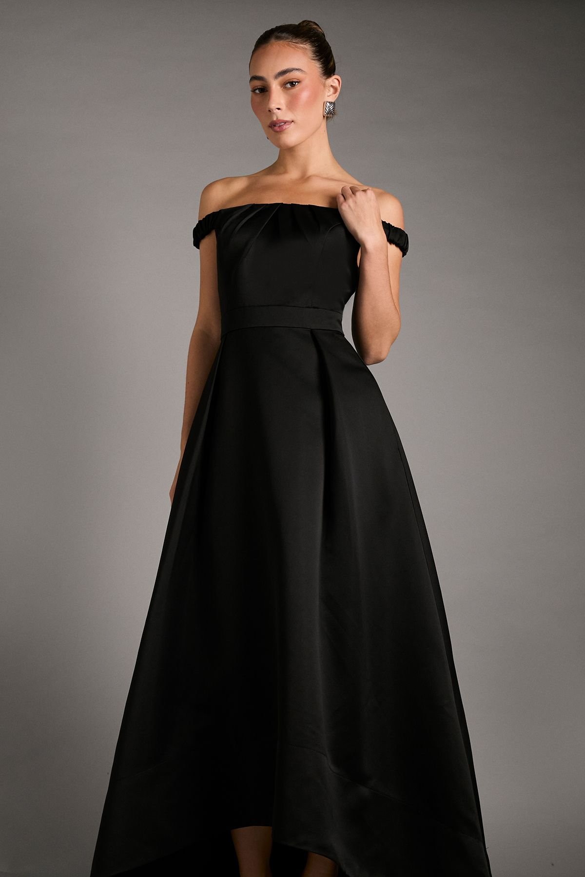 Coast Coast Women's Bardot Fit & Flare Hi Low Hem Maxi Dress in Black - 4