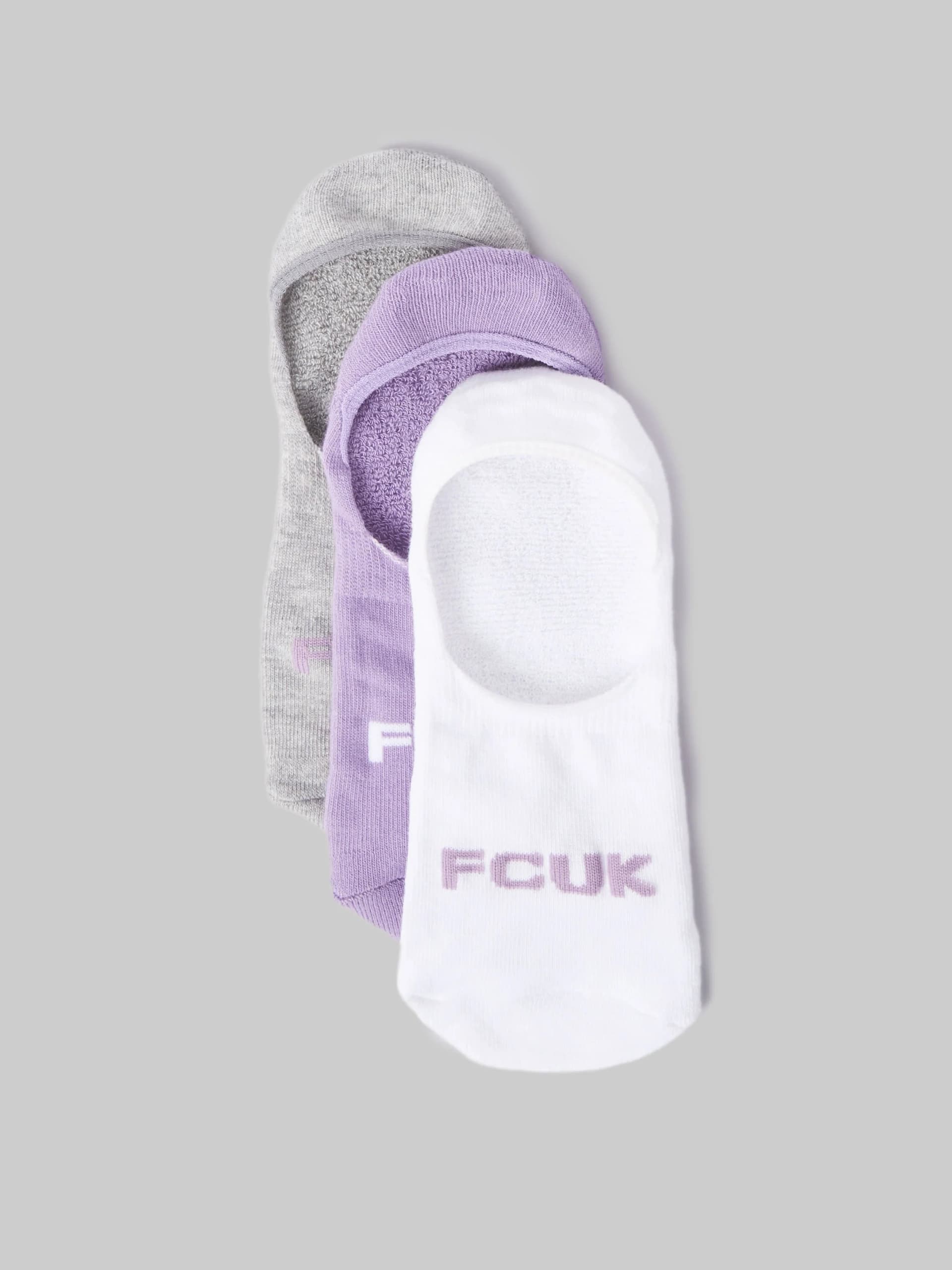 French Connection FCUK 3 Pack Invisible Socks Multi 4
