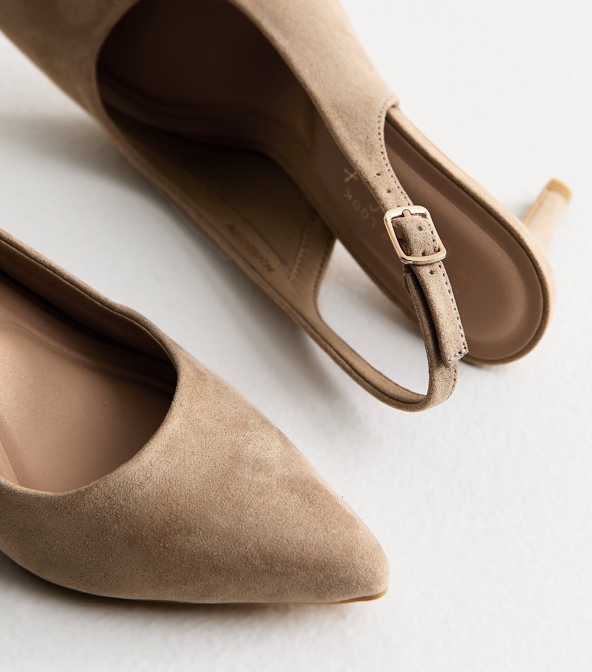 New Look Women's Light Brown Faux Suede Slingback Pumps Vegan New Look - 3