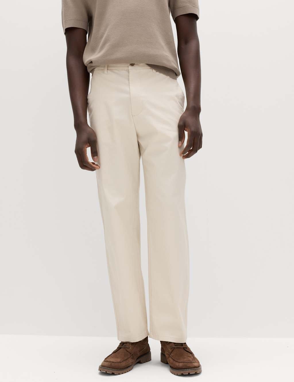 M&S Ecru Loose Fit Stretch Chinos