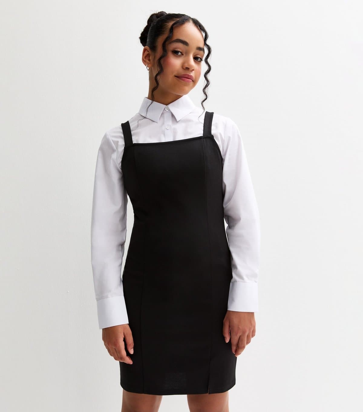 New Look Girls' Black Jersey Split Hem School Dress New Look