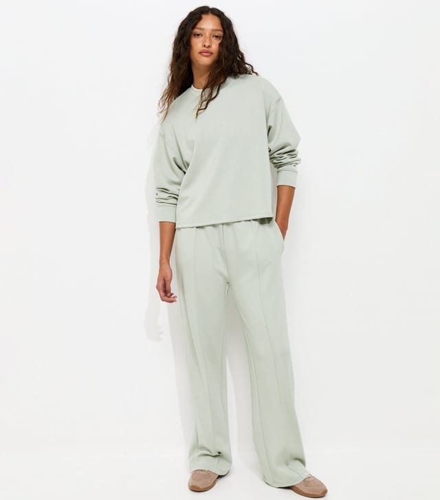 New Look Women's Premium Light Green Elasticated Waist Wide Leg Joggers New Look - 2