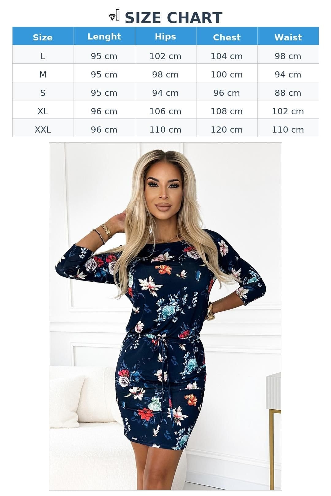 Love Lace Love Lace Women's Floral Dress 3/4 Sleeve Pockets in Navy - 4