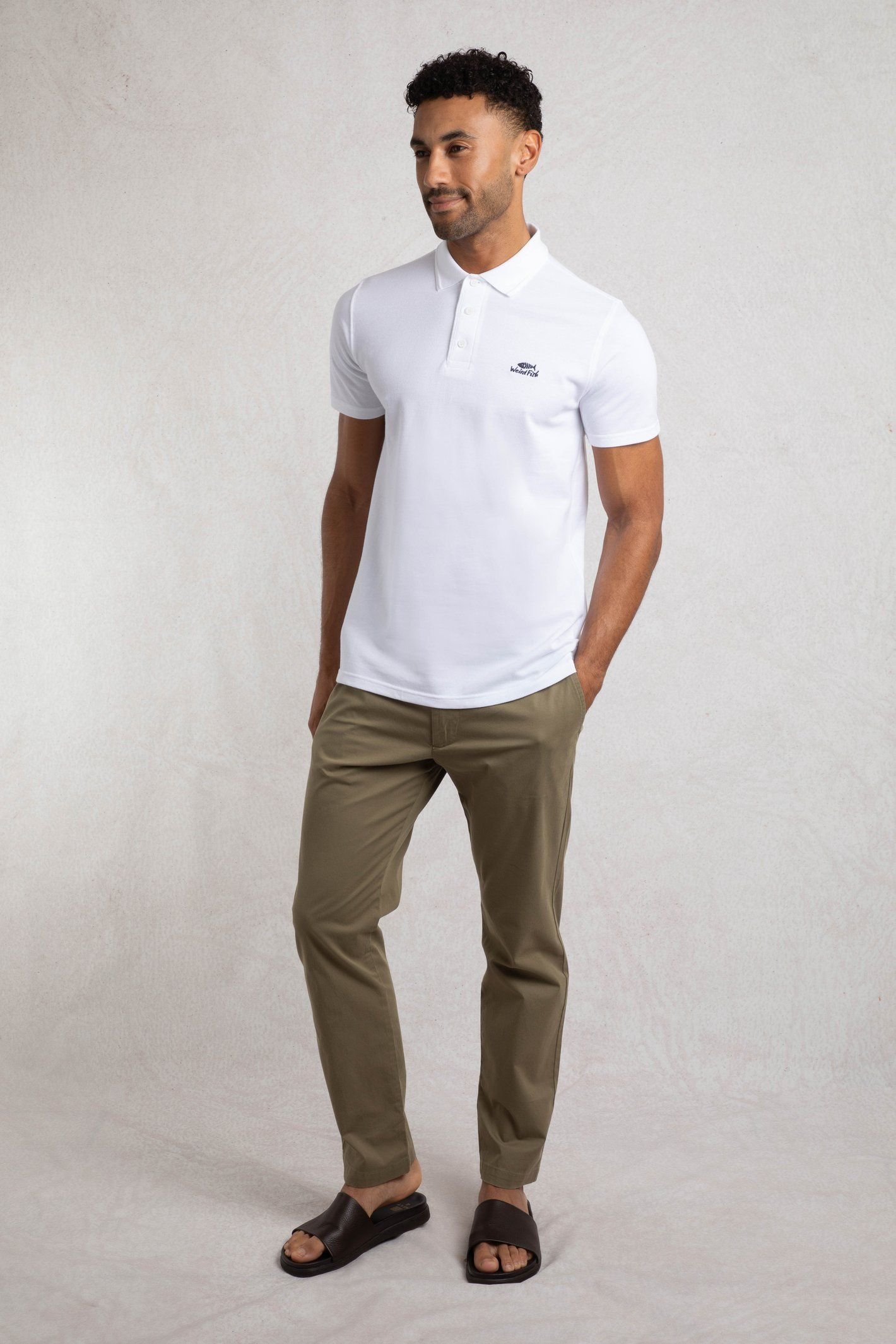 Weird Fish Weird Fish Men's Giles Pique Polo Shirt in White - 4