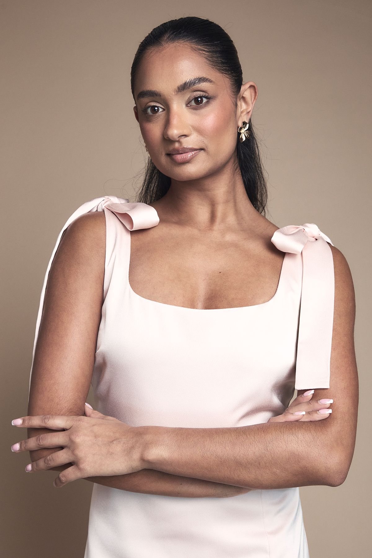 Oasis Oasis Women's Satin Tie Shoulder Midi Bridesmaid Dress in Blush - 4