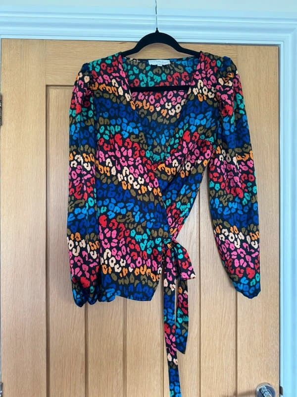 Never Fully Dressed Never Fully Dressed Multicoloured Leopard Print Wrap Top – Size 8