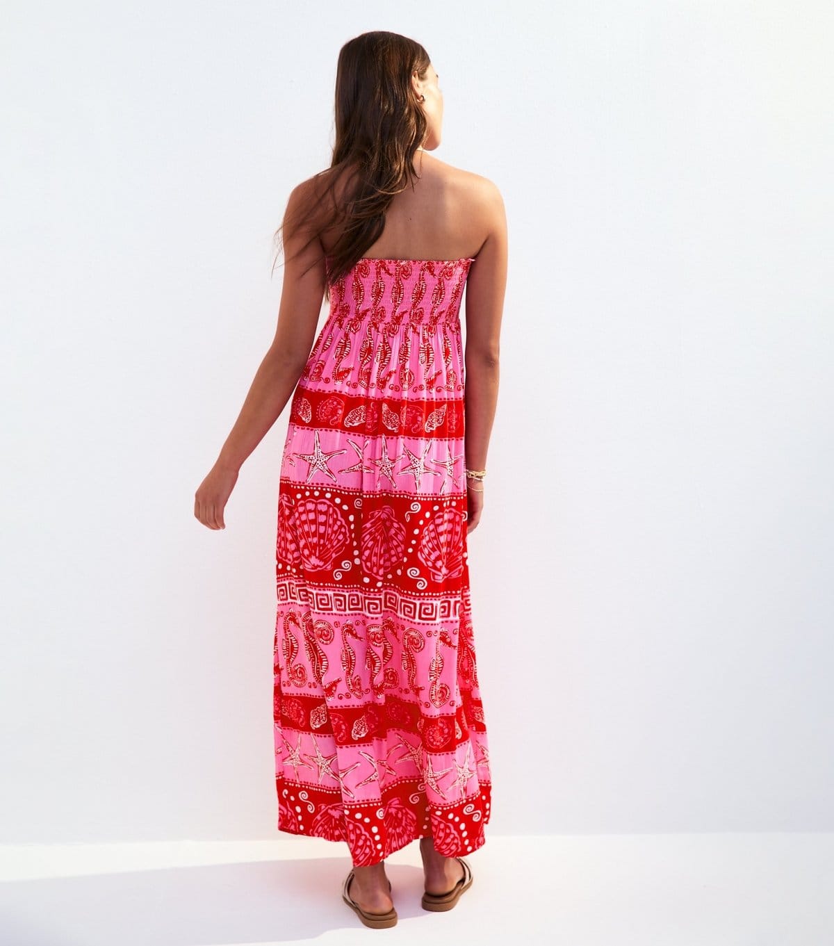New Look Women's Red Striped Shell Print Bandeau Maxi Dress New Look - 4