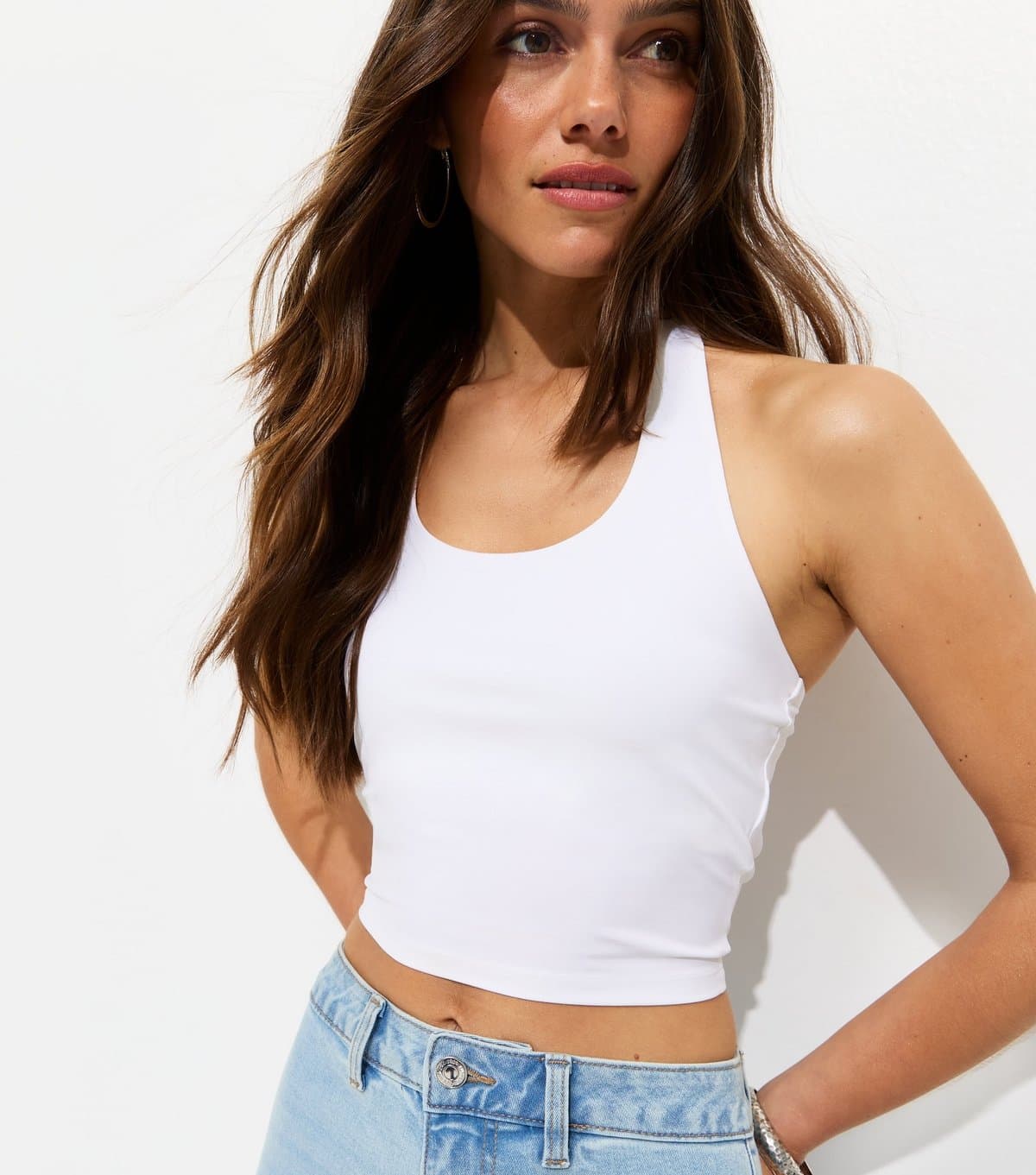 New Look New Look White Jersey Halter Neck Crop Top for Petite Women