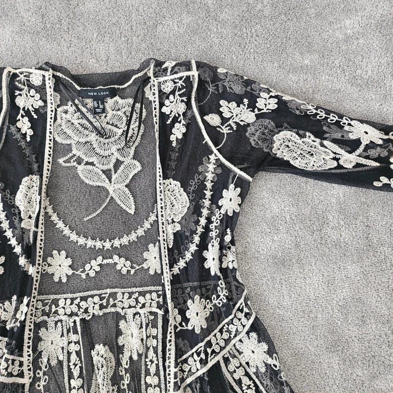 New Look Black floral lace cover up